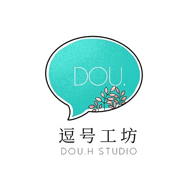 文艺工坊工作室简约蓝色中英文logo