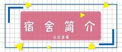 宿舍简历可爱格子蓝色卡通公众号封面