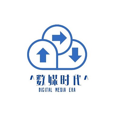 数媒时代简约蓝色平面印刷LOGO设计