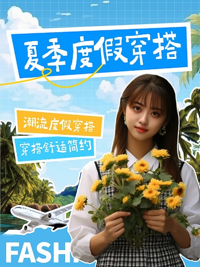 夏季度假旅游穿搭宣传创意小红书