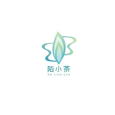 节日文字茶叶蓝色简约陌小茶宣传logo