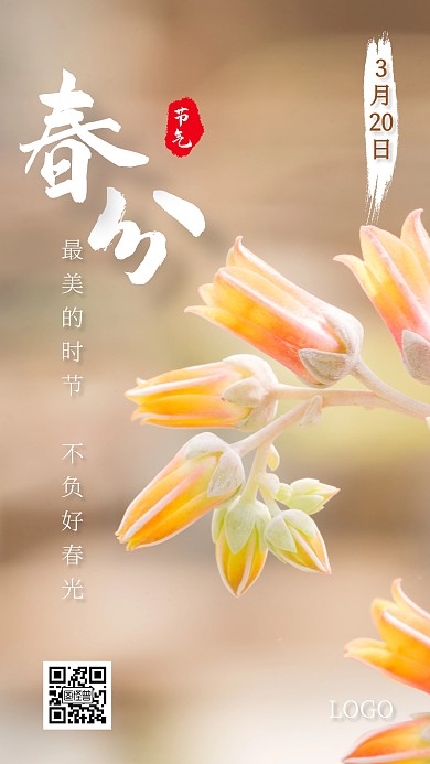 创意花卉春分传统节气日签