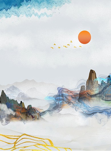 图怪兽原创元素新中式风格装饰画背景