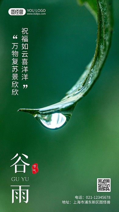 谷雨时节祝福摄影风手机海报
