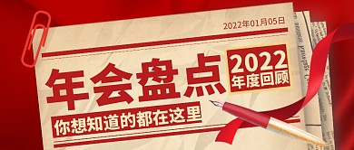 红色报纸质感年会盘点公众号封面首图