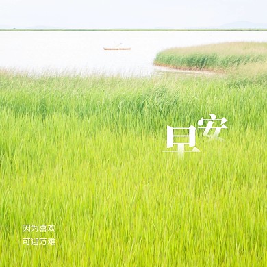 清新草地早安问候