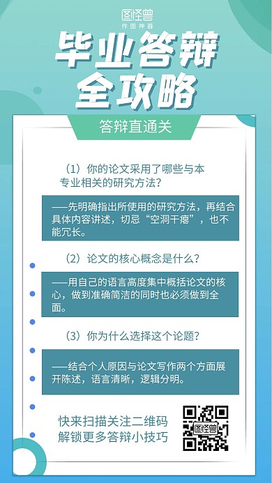 简约毕业论文答辩资料分享教育培训海报