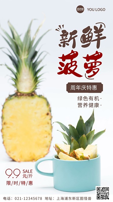 摄影图周年庆典褐色简约风手机海报