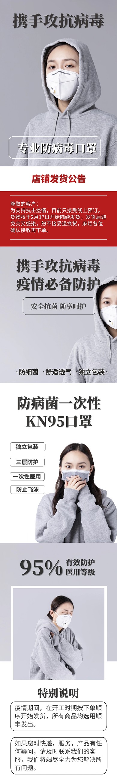 疫情防护医疗用品口罩详情页