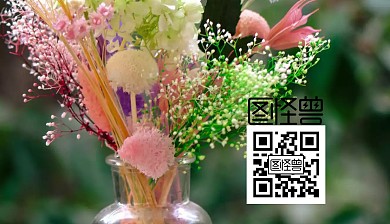 小清新手绘花朵二维码LOGO个人名片背面
