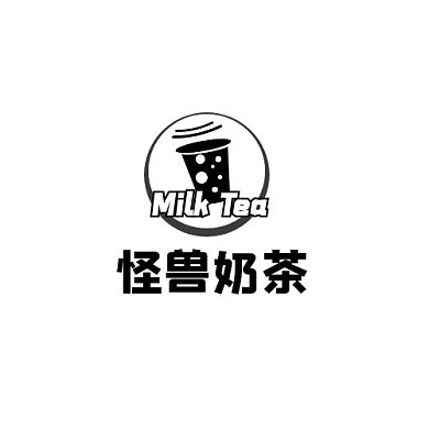 奶茶餐饮圆形杯子黑白简约LOGO