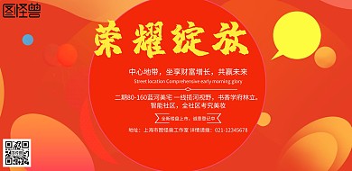 红色大气楼盘开市地产开幕旺铺开盘宣传海报