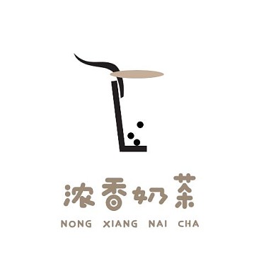 几何创意暖色系浓香奶茶创意可爱logo