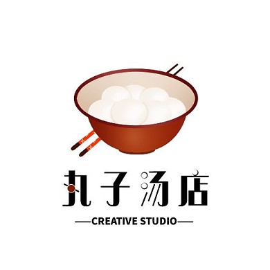 简约大气创意丸子汤店LOGO	