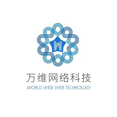蓝色线条五角字母W字简约网络科技logo