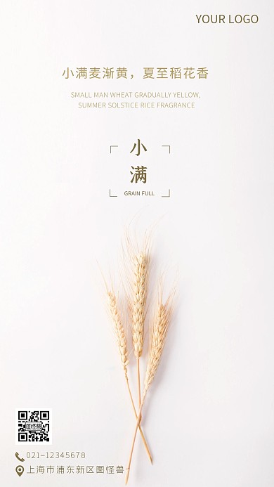 传统节气之小满企业手机摄影图海报