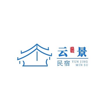蓝色简约民宿酒店标志