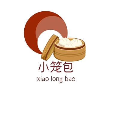 橙红色简约小笼包logo