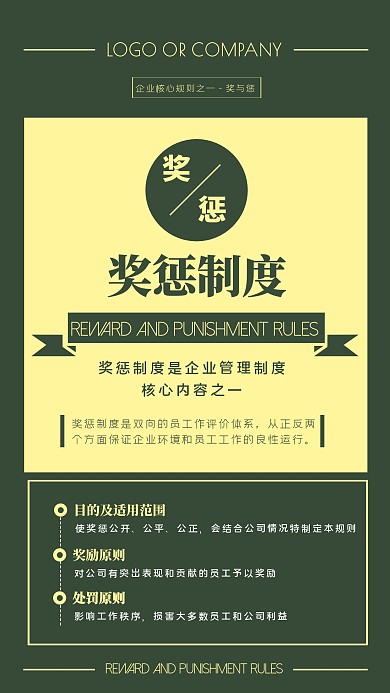 企业规则员工奖惩制度手机海报