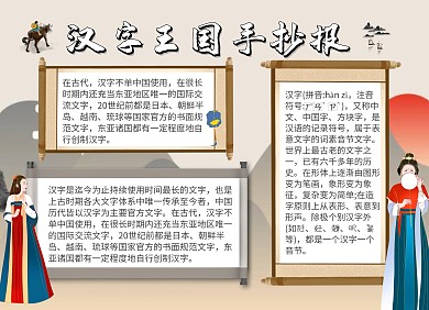 汉字王国古风创意教育培训水墨手抄报