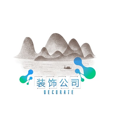 蓝色动物头像logo设计装饰行业