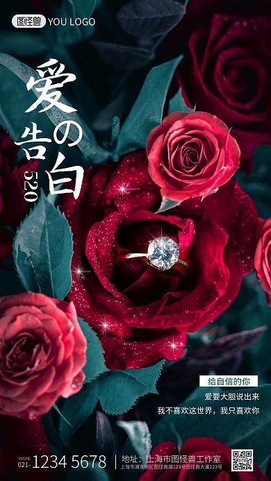 摄影海报告白520节日婚戒表白海报