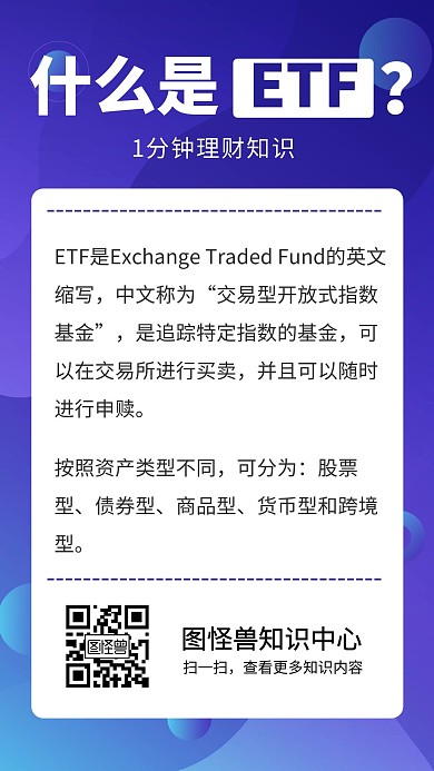 ETF基金理财知识概念科普手机海报