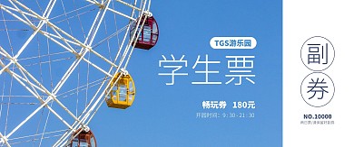 清新摄影风游乐园入场券门票