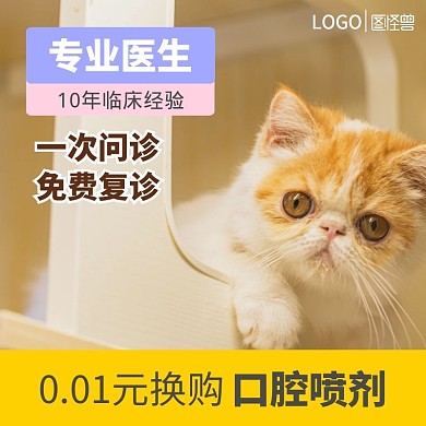 简约黄色萌宠医生电商主图主题车