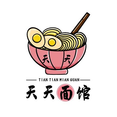天天面馆logo设计简约黑红