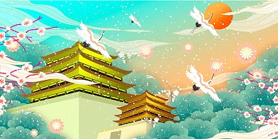 中国风建筑插画元素