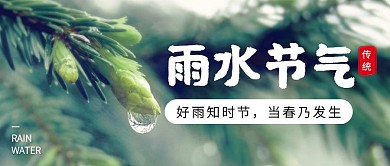 简约雨水节气祝福公众号封面