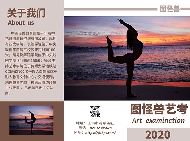 褐色简约创意艺考招生三折页