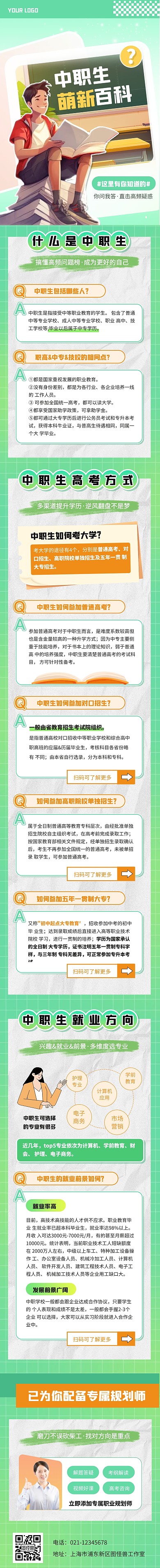 绿色清新中职生萌新百科知识文章长图