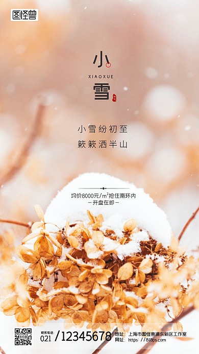 小雪节气地产广告摄影图海报