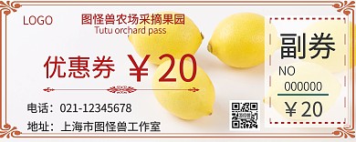 简约果园采摘优惠券