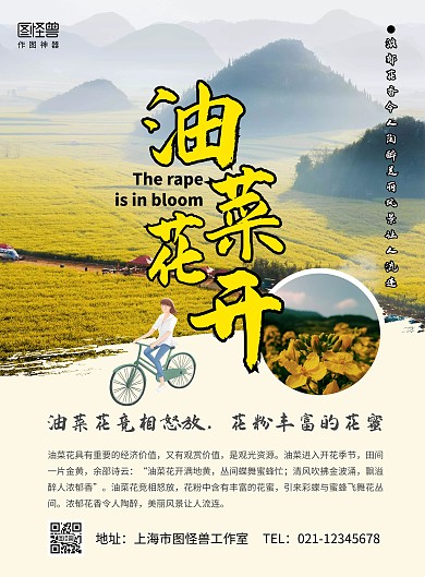 春季出行旅游菜籽花海报