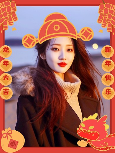 卡通龙年边框效果模板