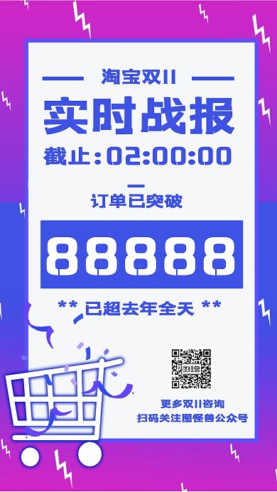渐变风双11实时战报订单海报