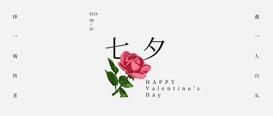 8.7七夕情人节白色简约玫瑰公众号封面