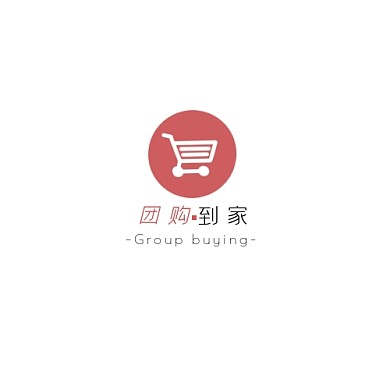 红色现代风格团购到家logo设计
