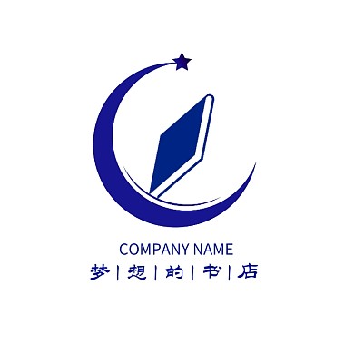 梦想的书店蓝色简约店招logo