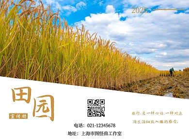 田园简约橙色宣传册三折页
