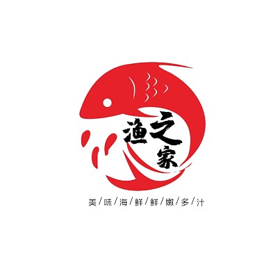 美食餐饮鱼渔之家红色创意logo设计