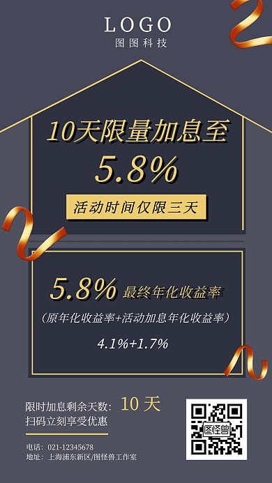 金融产品营销限量加息宣传海报