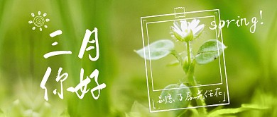 摄影绿色小草嫩芽三月你好公众号封面首图