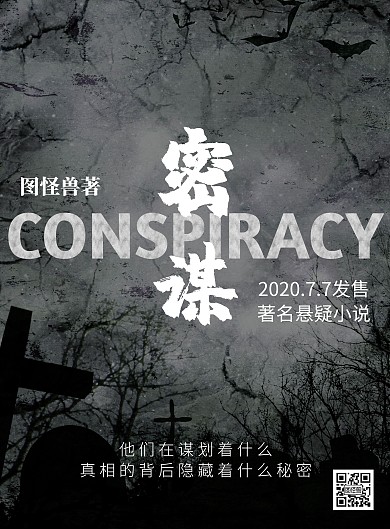 商务风黑白色悬疑小说发售竖版海报