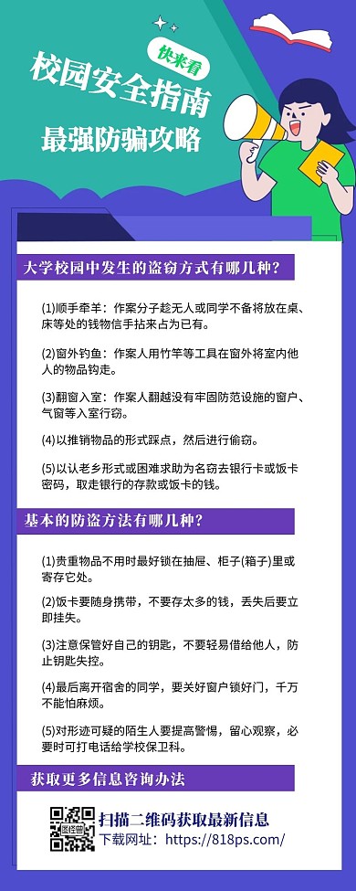 校园安全防骗知识科普营销长图