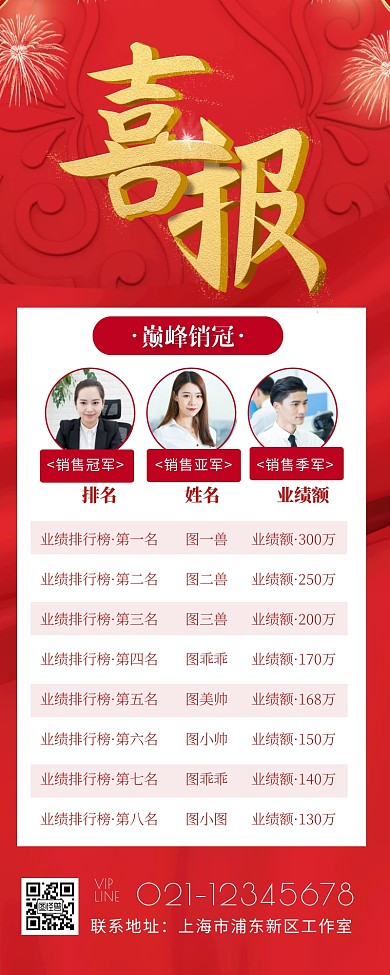 喜报战场周报榜单宣传长页面长图