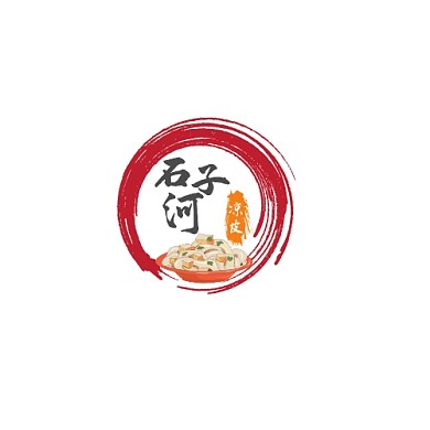 简约古风红黑黄石河子凉皮logo